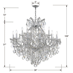 Maria Theresa 19 Light Clear Italian Crystal Gold Chandelier