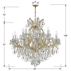 Maria Theresa 19 Light Clear Italian Crystal Gold Chandelier