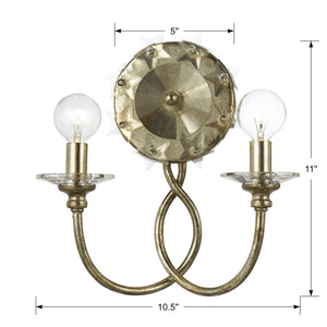 Willow 2 Light Silver Sconce