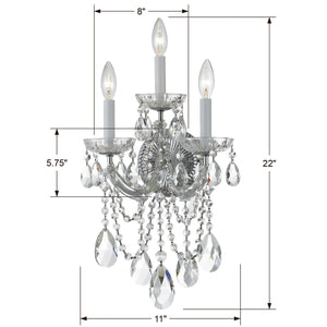 Maria Theresa 3 Light Swarovski Strass Crystal Polished Chrome Sconce