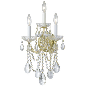 Maria Theresa 3 Light Hand Cut Crystal Gold Sconce