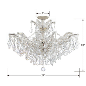 Maria Theresa 6 Light Hand Cut Crystal Polished Chrome Semi-Flush
