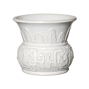 Short Ceramic Beaker Vase – White
