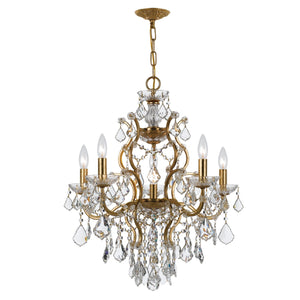 Filmore 6 Light Hand Cut Crystal Antique Gold Chandelier