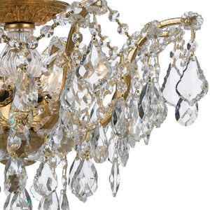Filmore 5 Light Hand Cut Crystal Antique Gold Semi-Flush