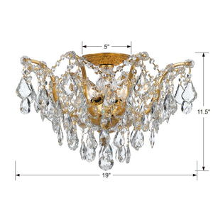 Filmore 5 Light Hand Cut Crystal Antique Gold Semi-Flush