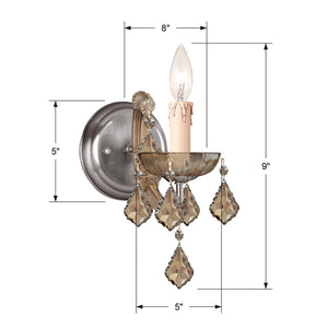 Maria Theresa 1 Light Golden Teak Hand Cut Crystal Antique Brass Sconce