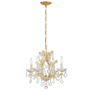 Maria Theresa 4 Light Clear Italian Crystal Gold Mini Chandelier
