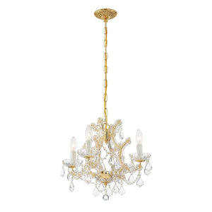 Maria Theresa 4 Light Clear Italian Crystal Gold Mini Chandelier