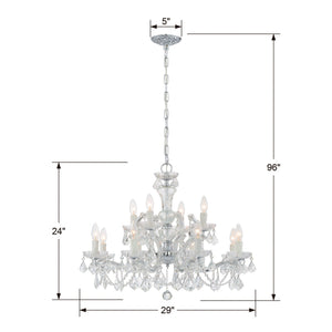 Maria Theresa 12 Light Clear Italian Crystal Gold Chandelier
