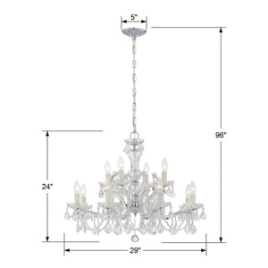 Maria Theresa 12 Light Clear Italian Crystal Gold Chandelier