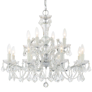 Maria Theresa 12 Light Clear Italian Crystal Gold Chandelier