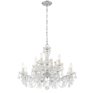 Maria Theresa 12 Light Clear Italian Crystal Gold Chandelier