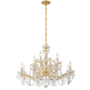 Maria Theresa 12 Light Clear Italian Crystal Gold Chandelier