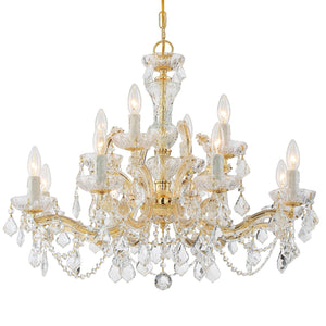 Maria Theresa 12 Light Clear Italian Crystal Gold Chandelier