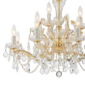 Maria Theresa 12 Light Clear Italian Crystal Gold Chandelier