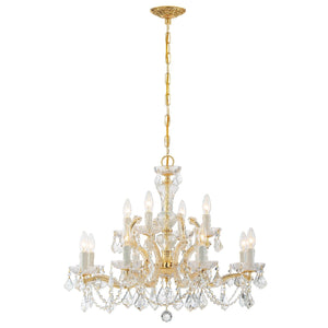 Maria Theresa 12 Light Clear Italian Crystal Gold Chandelier