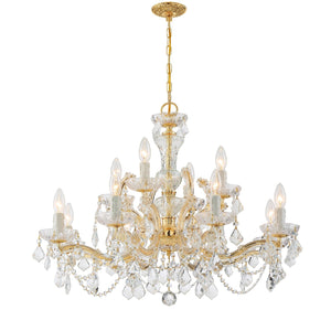 Maria Theresa 12 Light Clear Italian Crystal Gold Chandelier