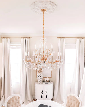 Maria Theresa 12 Light Clear Italian Crystal Gold Chandelier