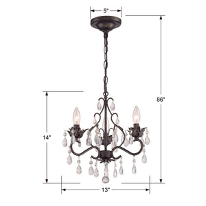 Paris Market 3 Light English Bronze Mini-Chandelier