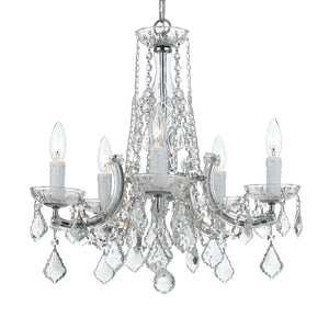 Maria Theresa 5 Light Hand Cut Crystal Polished Chrome Chandelier