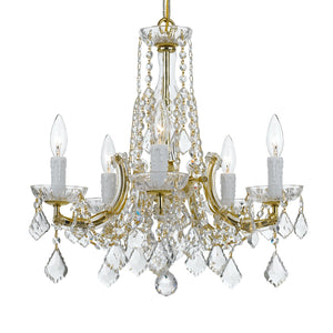 Maria Theresa 5 Light Hand Cut Crystal Polished Chrome Chandelier
