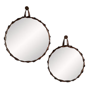 Arteriors Powell Large Braided Leather Edging Mirror