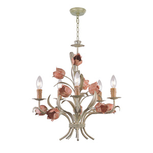 Southport 5 Light Sage Rose Chandelier