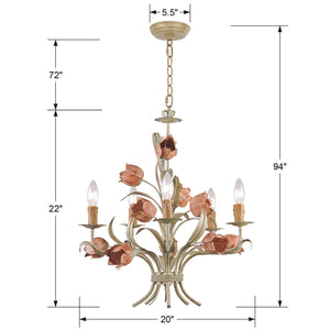 Southport 5 Light Sage Rose Chandelier