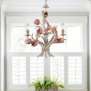 Southport 5 Light Sage Rose Chandelier