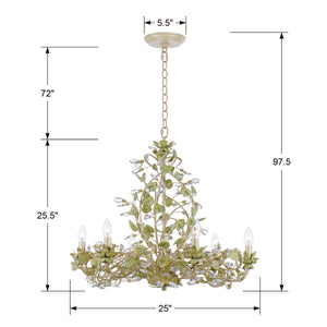 Josie 6 Light Champagne Green Tea Chandelier