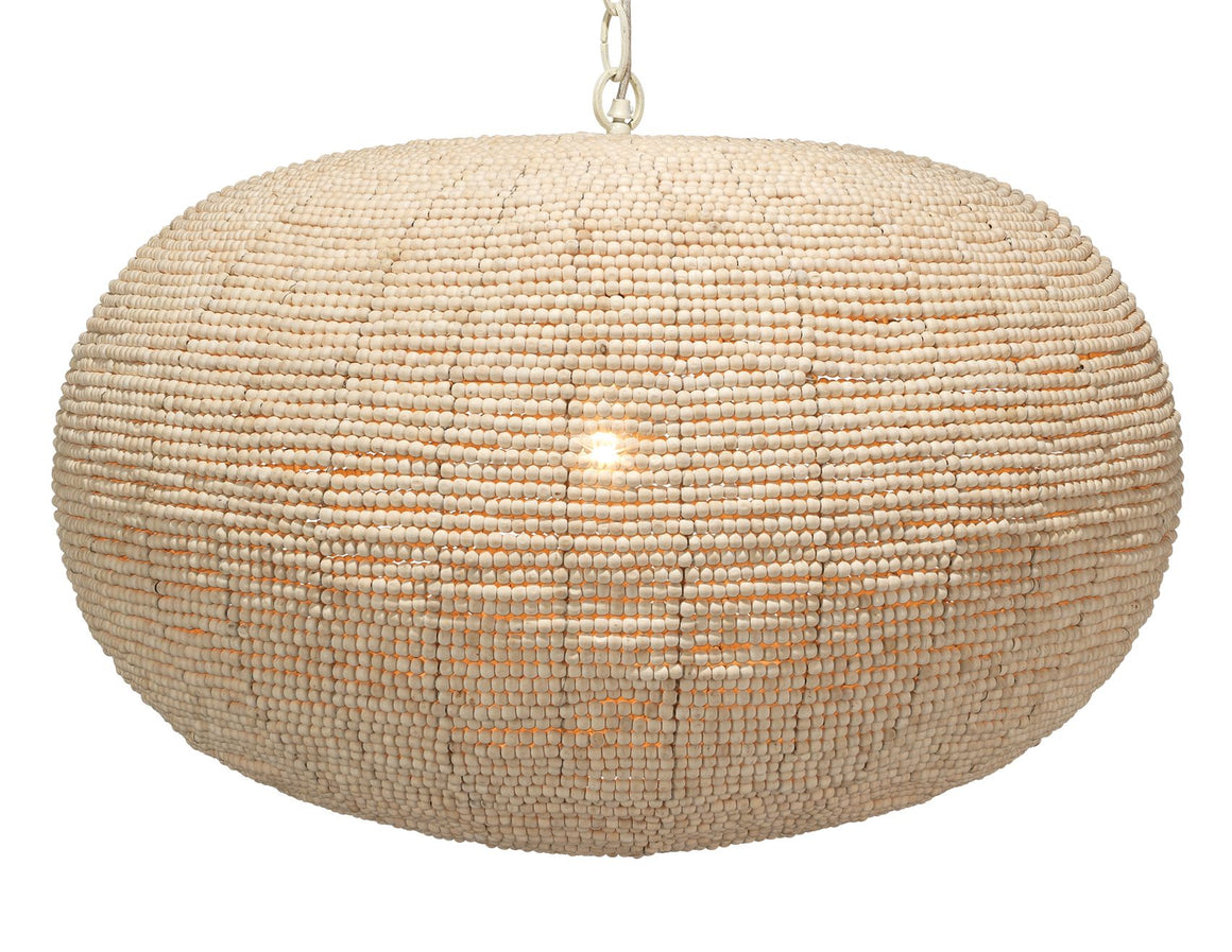 Whirlpool Pendant in Off White Wood Beads