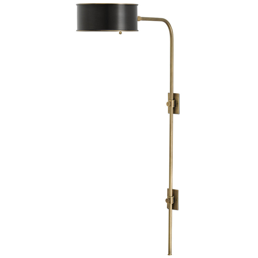Currey and Company Tall Antique Brass & Wrought Iron Wall Sconce