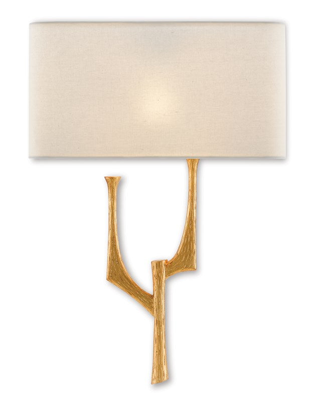 Currey and Company Bodnant Gold Leaf Right Wall Sconce