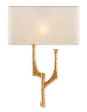 Currey and Company Bodnant Gold Leaf Left Wall Sconce