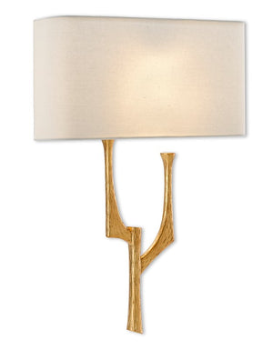 Currey and Company Bodnant Gold Leaf Left Wall Sconce