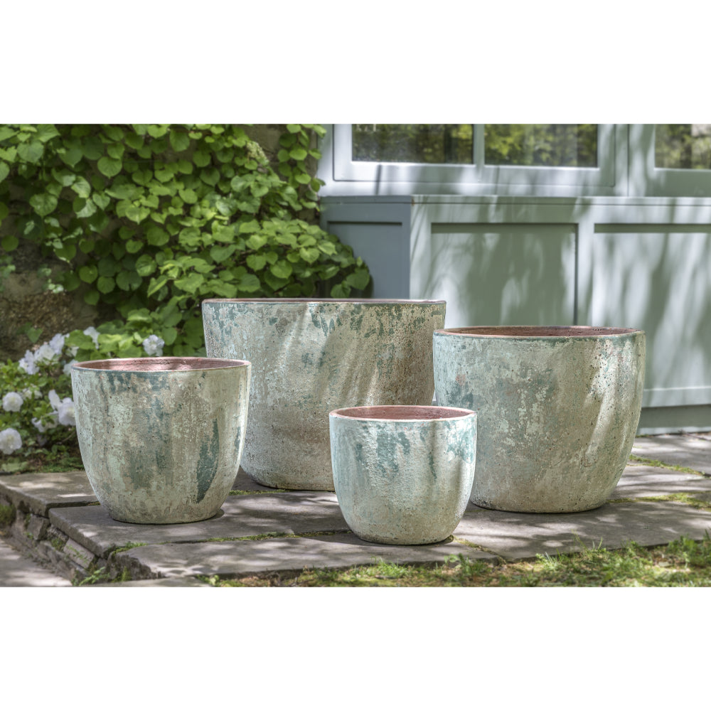rustic outdoor plant pots Vicolo Terra Rustic Glazed Terra Cotta Planters - Set of 4