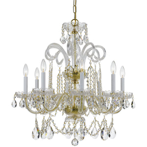 Traditional Crystal 8 Light Hand Cut Crystal Polished Chrome Chandelier