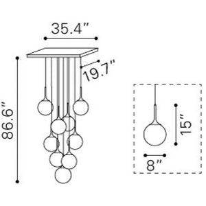 Modern Frosted Multi Orb Chandelier