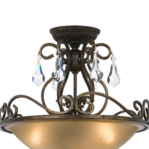 Ashton 3 Light Hand Cut Crystal English Bronze Ceiling Mount