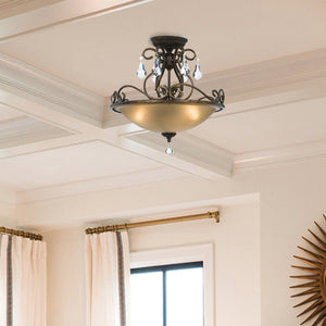 Ashton 3 Light Hand Cut Crystal English Bronze Ceiling Mount