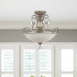 Ashton 3 Light Hand Cut Crystal English Bronze Ceiling Mount