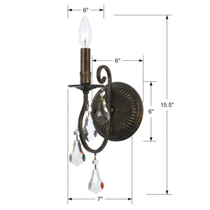 Ashton 1 Light Hand Cut Crystal English Bronze Sconce