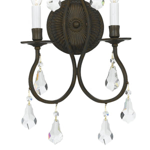 Ashton 2 Light Hand Cut Crystal English Bronze Sconce