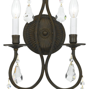 Ashton 2 Light Hand Cut Crystal English Bronze Sconce