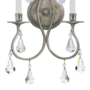 Ashton 2 Light Hand Cut Crystal English Bronze Sconce