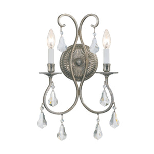 Ashton 2 Light Hand Cut Crystal English Bronze Sconce