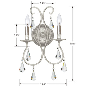 Ashton 2 Light Hand Cut Crystal English Bronze Sconce