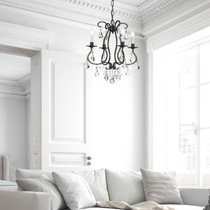 Ashton 4 Light Hand Cut Crystal English Bronze Mini Chandelier
