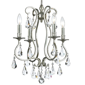 Ashton 4 Light Hand Cut Crystal English Bronze Mini Chandelier